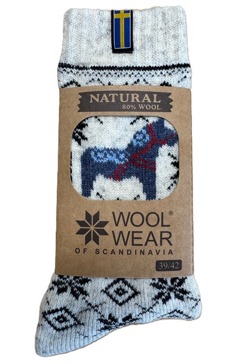 DALAHEST Wollsocken aus 80% Wolle mit schwedischer Flagge