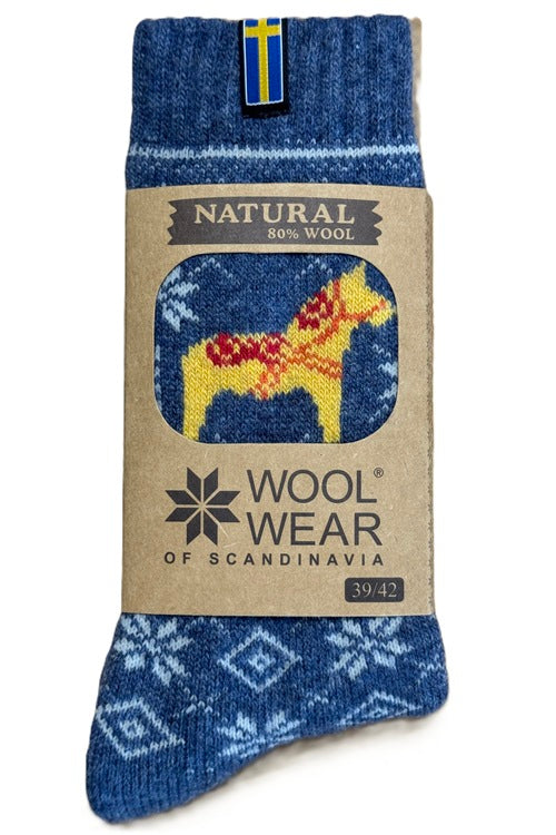 DALAHEST Wollsocken aus 80% Wolle mit schwedischer Flagge