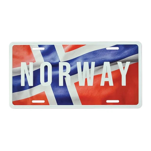 Nummernschild, Norwegen mit Flaggenfoto, 30x15, geprägt