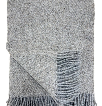 Wollplaid  Beige/Steingrau 100% Schurwolle