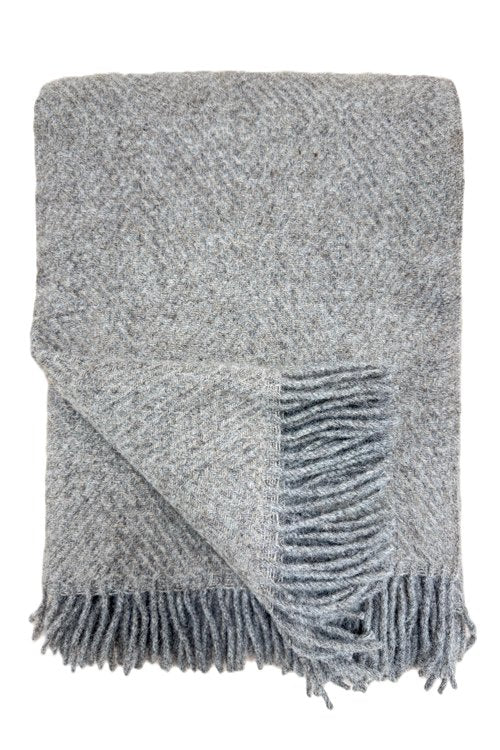 Wollplaid  Beige/Steingrau 100% Schurwolle