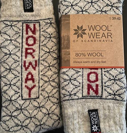 Norweger Wollsocken aus 80% Wolle m/gewebte Norweger Flagge