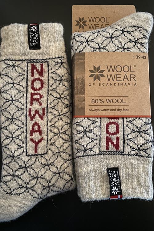 Norweger Wollsocken aus 80% Wolle m/gewebte Norweger Flagge