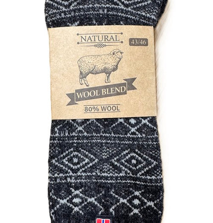 Norweger Wollsocken aus 80% Wolle mit kleiner gewebter Norweger Flagge