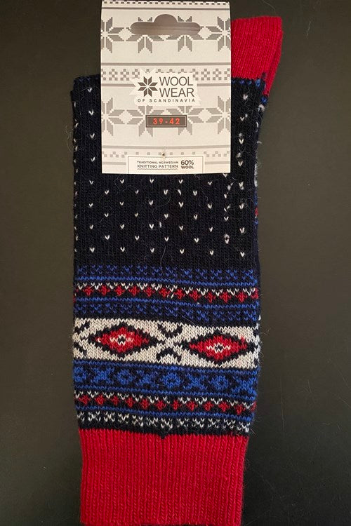 Wollsocken in der klassischen Ausführung aus 60 % Wolle mit Schneeflockenmuster