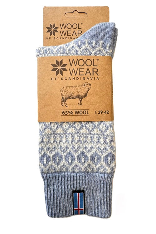 Eisblau Wollsocken 65% Kammwolle von WOOLWEAR of Scandianvia