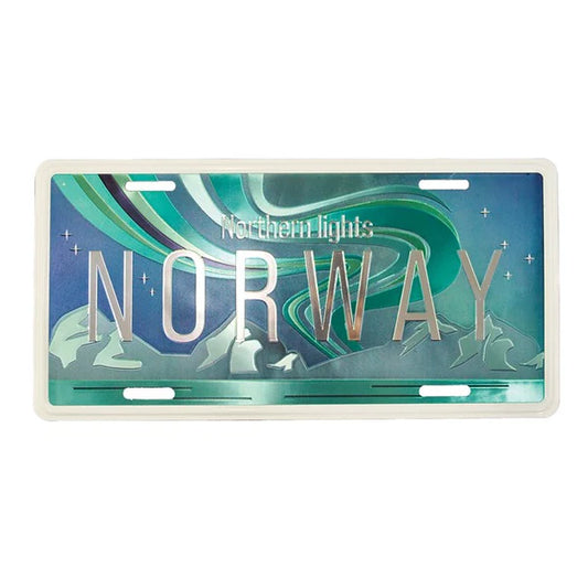 Nummernschild, Norwegen Nordlichter gezeichnet, 30x15, foliert