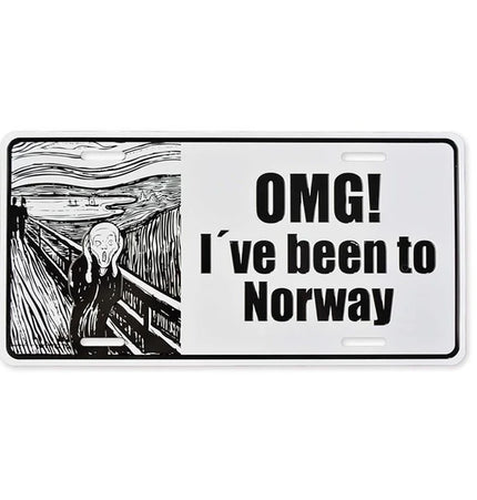 Nummernschild, OMG, ich war in Norwegen, 30x15, geprägt