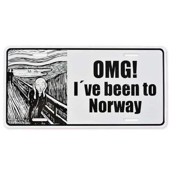 Nummernschild, OMG, ich war in Norwegen, 30x15, geprägt