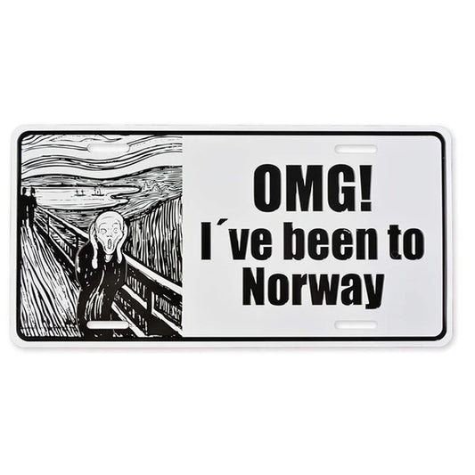Nummernschild, OMG, ich war in Norwegen, 30x15, geprägt