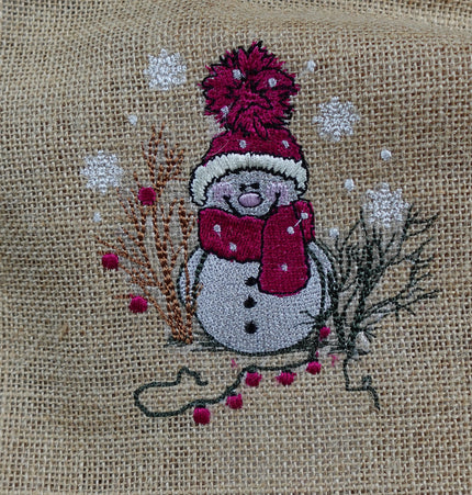 LittMoo Weihnachtsdeko Jutebeutel mit tollem Schneemann aufgestickt