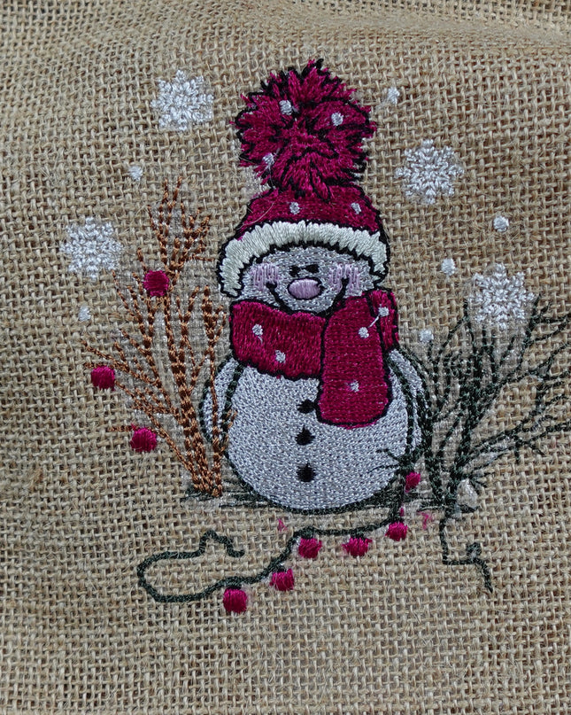 LittMoo Weihnachtsdeko Jutebeutel mit tollem Schneemann aufgestickt