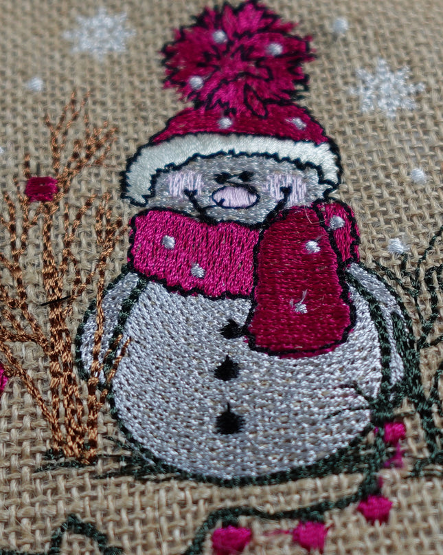 LittMoo Weihnachtsdeko Jutebeutel mit tollem Schneemann aufgestickt