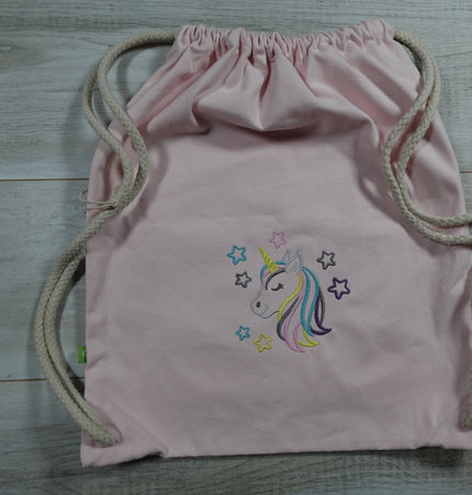 Unser Stickatelier: Stabiler Pferde Packbeutel für den Nachwuchs ;-) mit Einhorn - Stick