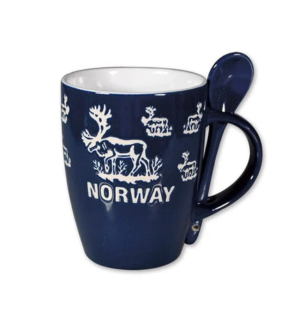 Keramiktasse mit Löffel, Rentier, verschiedene Farben!