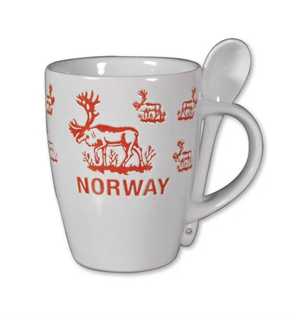 Keramiktasse mit Löffel, Rentier, verschiedene Farben!