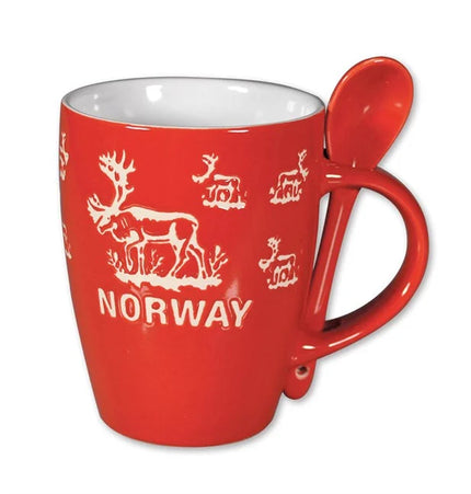 Keramiktasse mit Löffel, Rentier, verschiedene Farben!