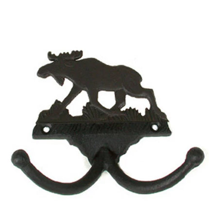Haken mit Elchmotiv, 2 Haken, Gusseisen