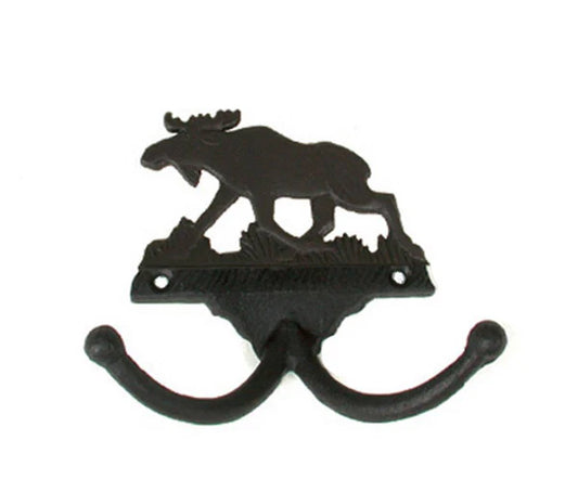 Haken mit Elchmotiv, 2 Haken, Gusseisen