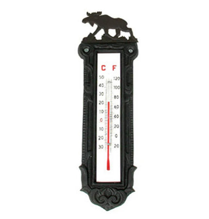Temperaturmesser mit Elchmotiv, Gusseisen