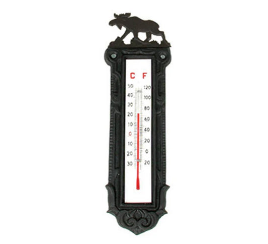 Temperaturmesser mit Elchmotiv, Gusseisen