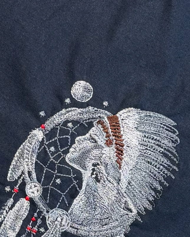 Traumfänger Federschmuck mit Wolf